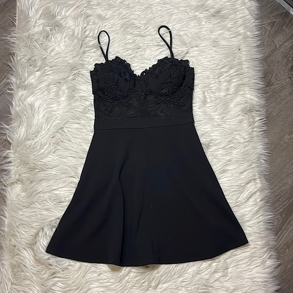 Windsor Dresses & Skirts - Windsor black sheer mid skater dress with beautiful detail on top